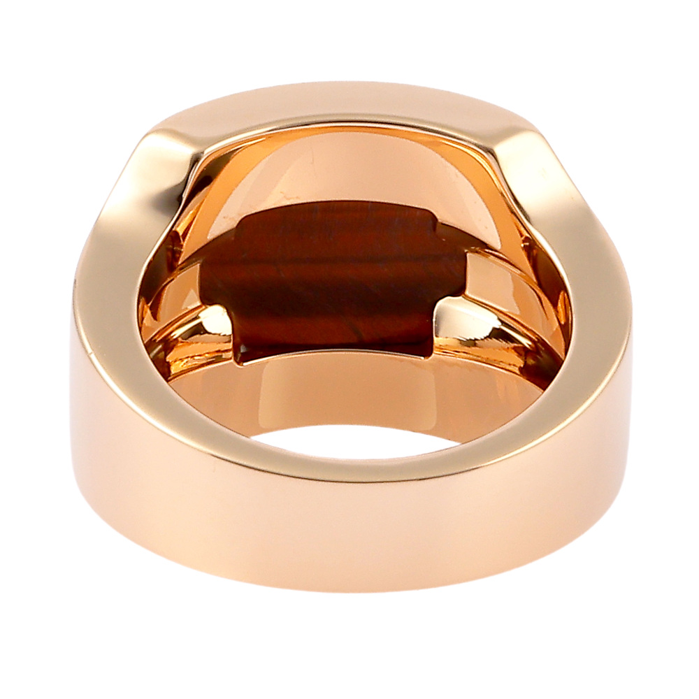 Cartier Santos Dumont Ring 18K Rose Gold Tiger Eye