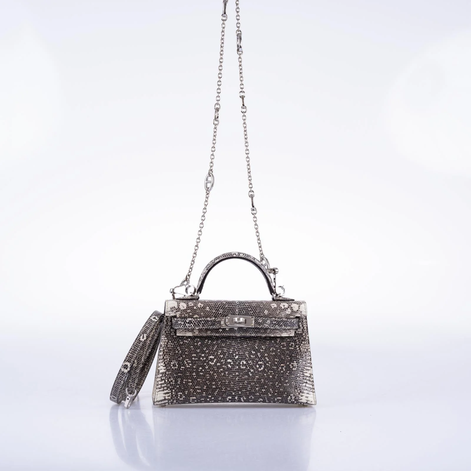 Hermès Kelly 20 Mini II Sellier Ombré Lizard Palladium Hardware