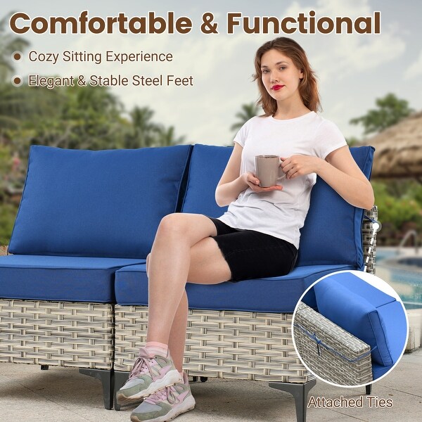 HOOOWOOO 10piece Wicker Patio Furniture Set Sectional Sofa with Swivel Chair