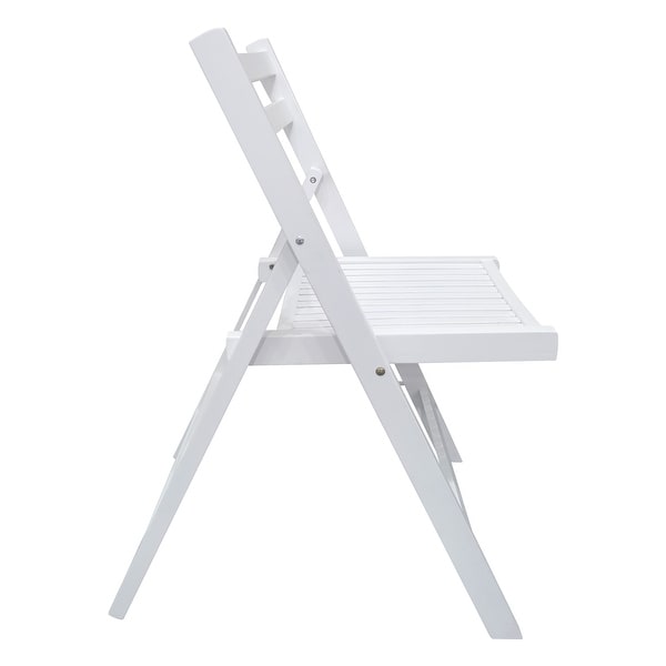 4pc White Wooden Armless Foldable Chair Set