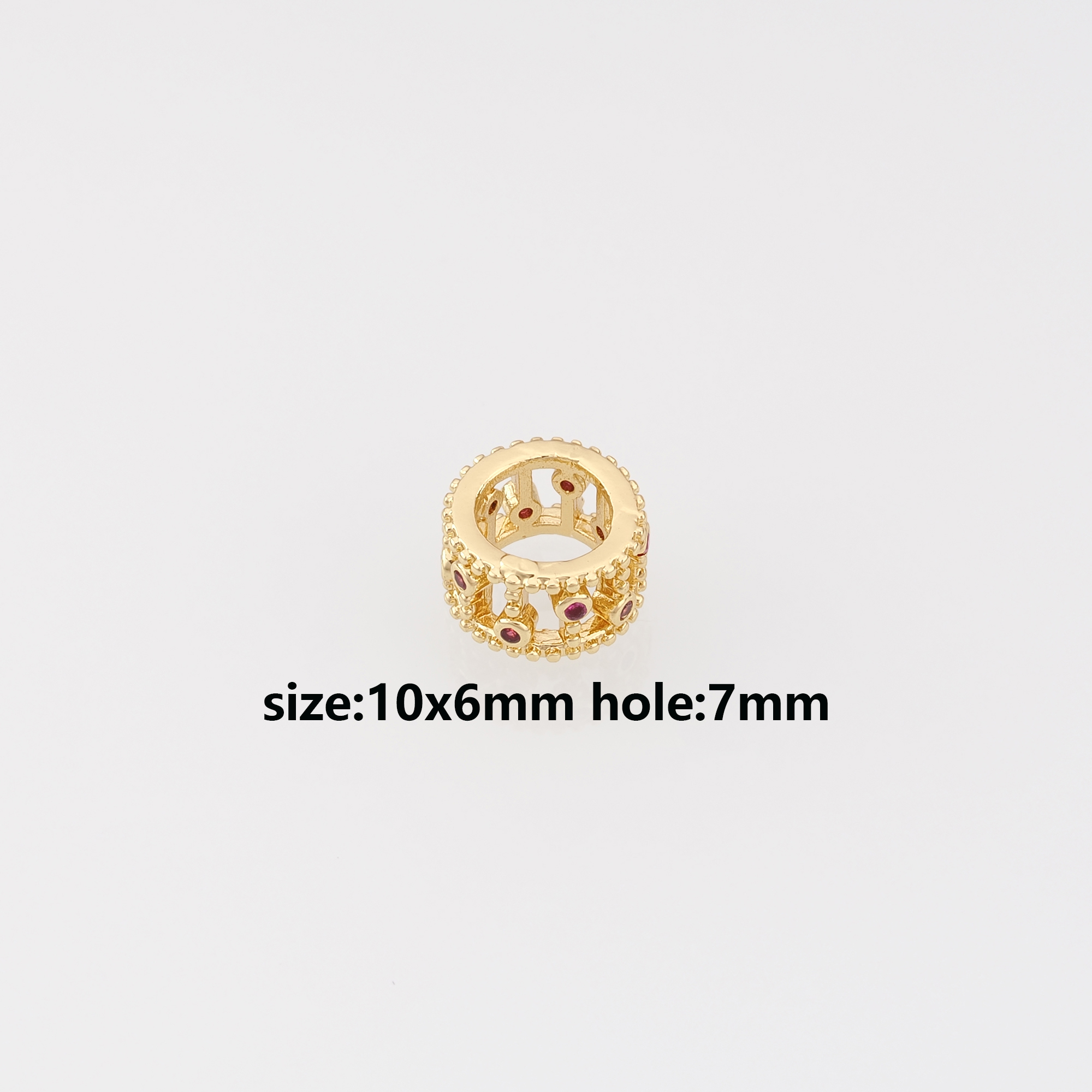 18K Gold Filled Cylinder Spacer Beads,CZ Micro Pave Barrel Beads for Bracelet Jewelry Necklace Making Supply