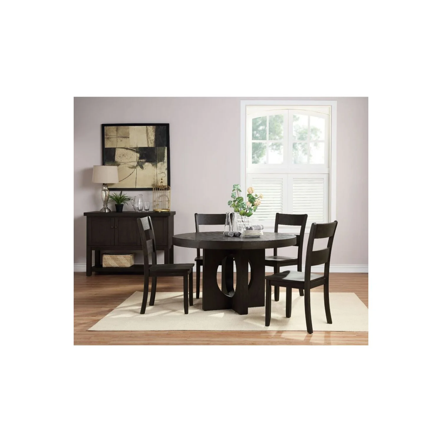 ACME Haddie Round Wooden Dining Table in Distressed Walnut