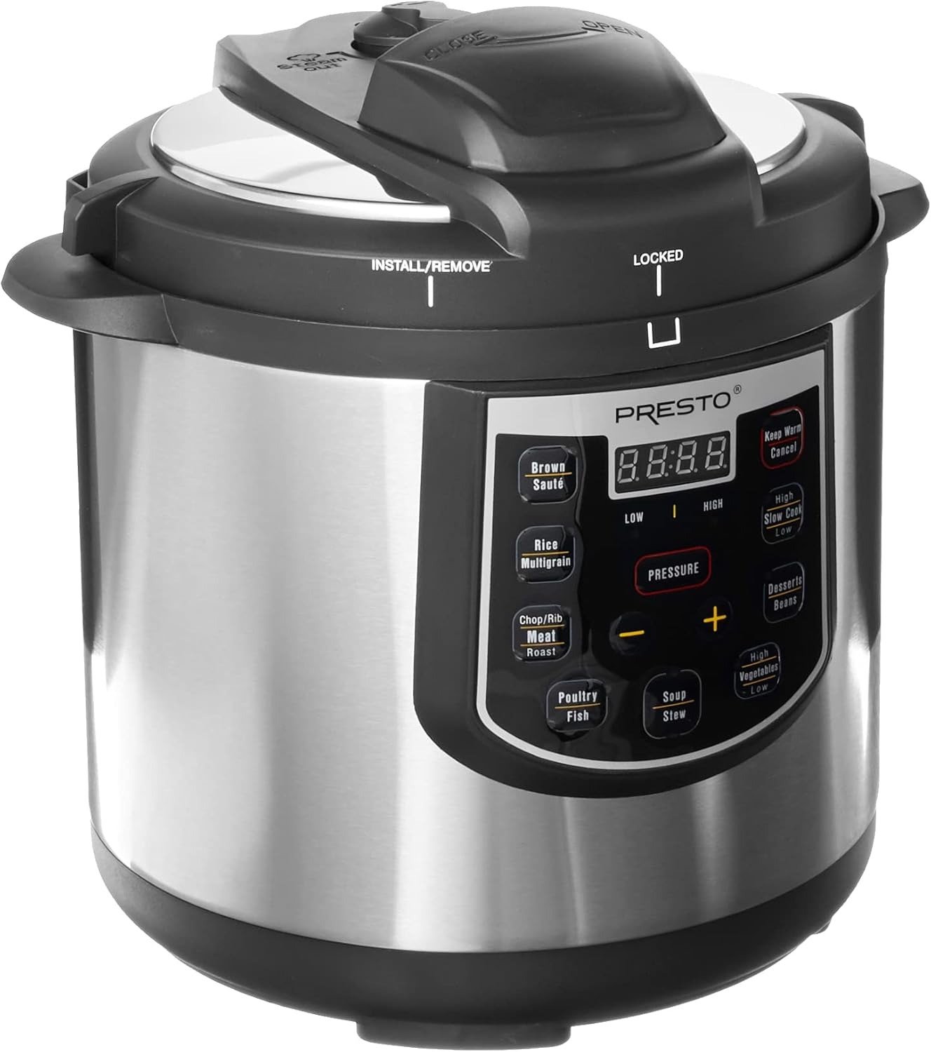 6-Quart Electric Pressure Cooker, Black, Silver, Stainless steel