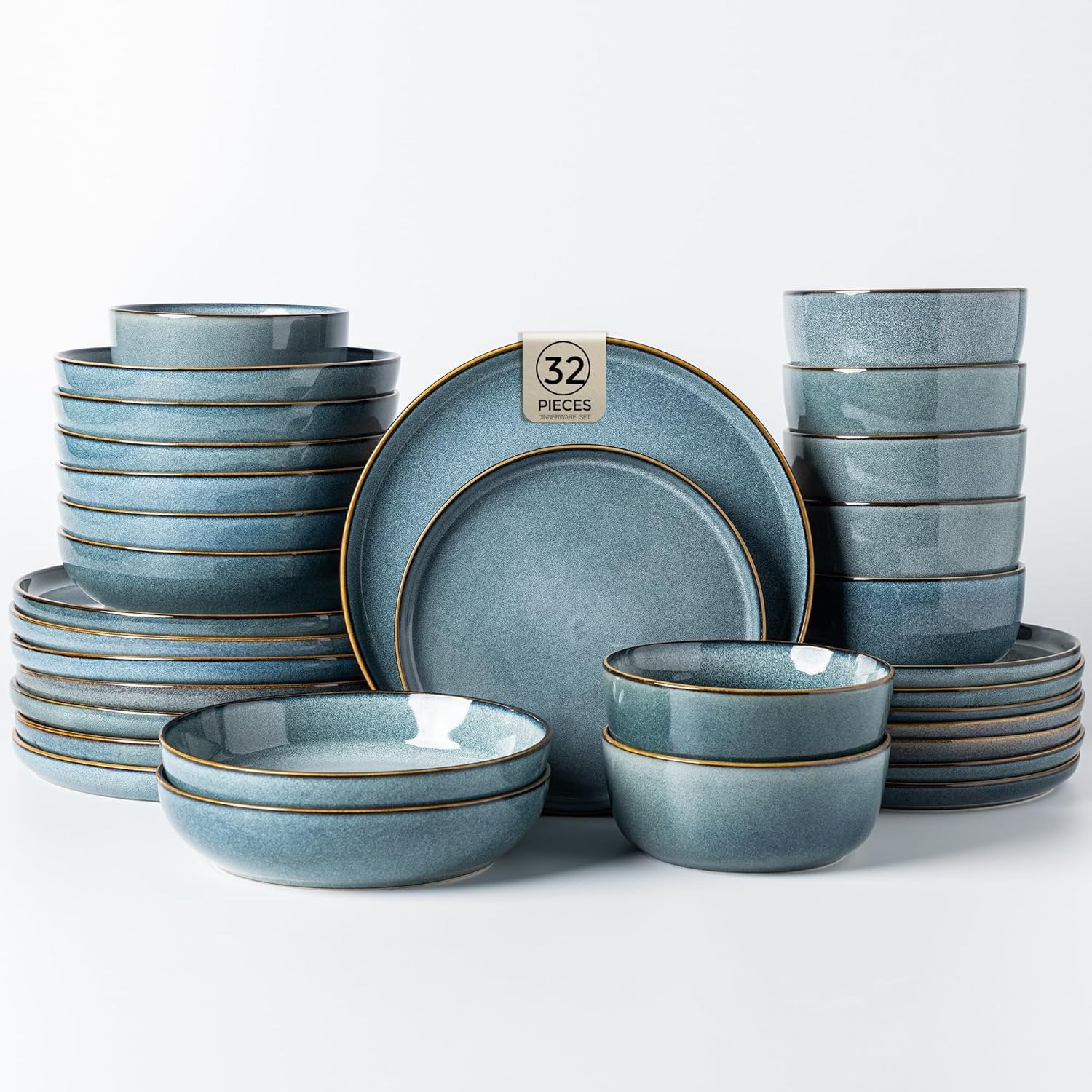 Stoneware Dinnerware Set Chip-Resistant Dishwasher Microwave Safe Tableware Set