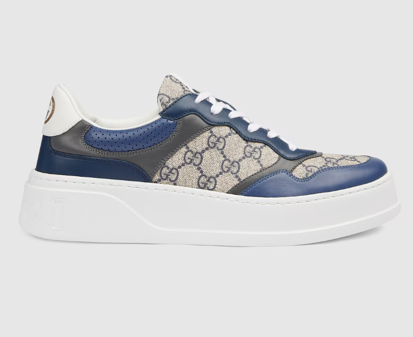 GUCCI Men's chunky sneaker with GG Beige and blue GG Supreme canvas