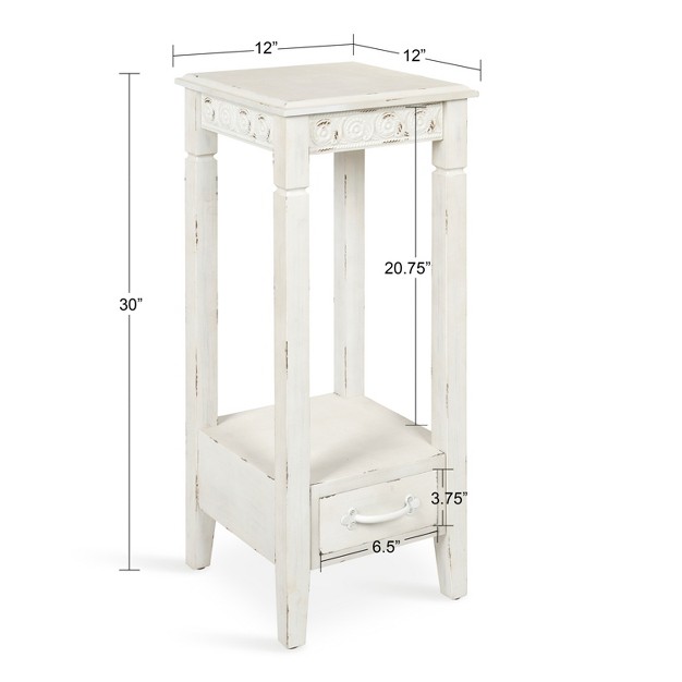Kate And Laurel Idabelle Square Wood Tea Table 12x12x30 White