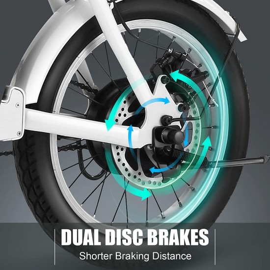 Folding Electric Bike, 16” Electric Bicycles with 8Ah Removable Battery, 15-30 Mile Range Power Assist City Ebike