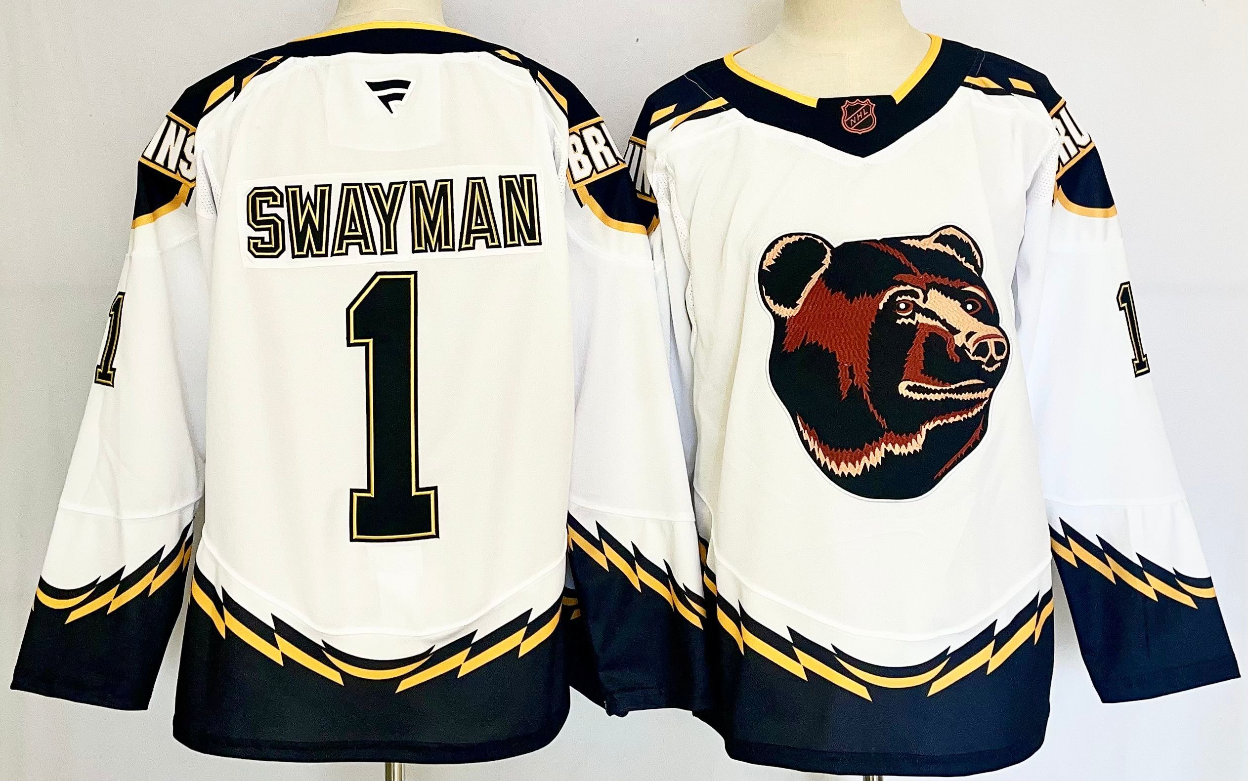 Men's Boston Bruins Jeremy Swayman #1 Fanatics White Player Jersey