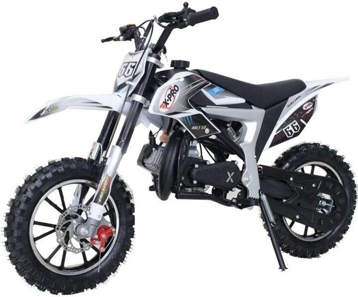 bolt-50cc Dirt Bike Gas Dirt Bike Kids Dirt Bikes Pit Bikes Youth Dirt Pitbike with Gloves, Goggle and Handgrip,Red