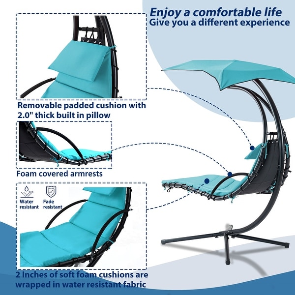 Hanging Chaise Lounger with Removable Canopy