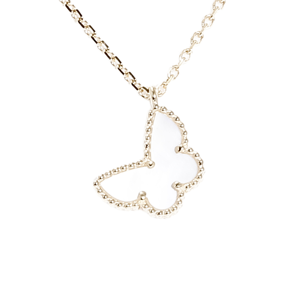 Van Cleef & Arpels Sweet Papillon Necklace 18K Yellow Gold Mother of Pearl VCARF69300