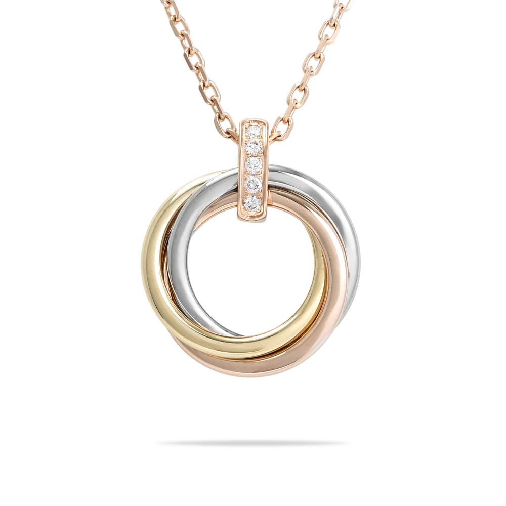 Cartier Trinity Necklace Tri-Gold Diamond B7058700