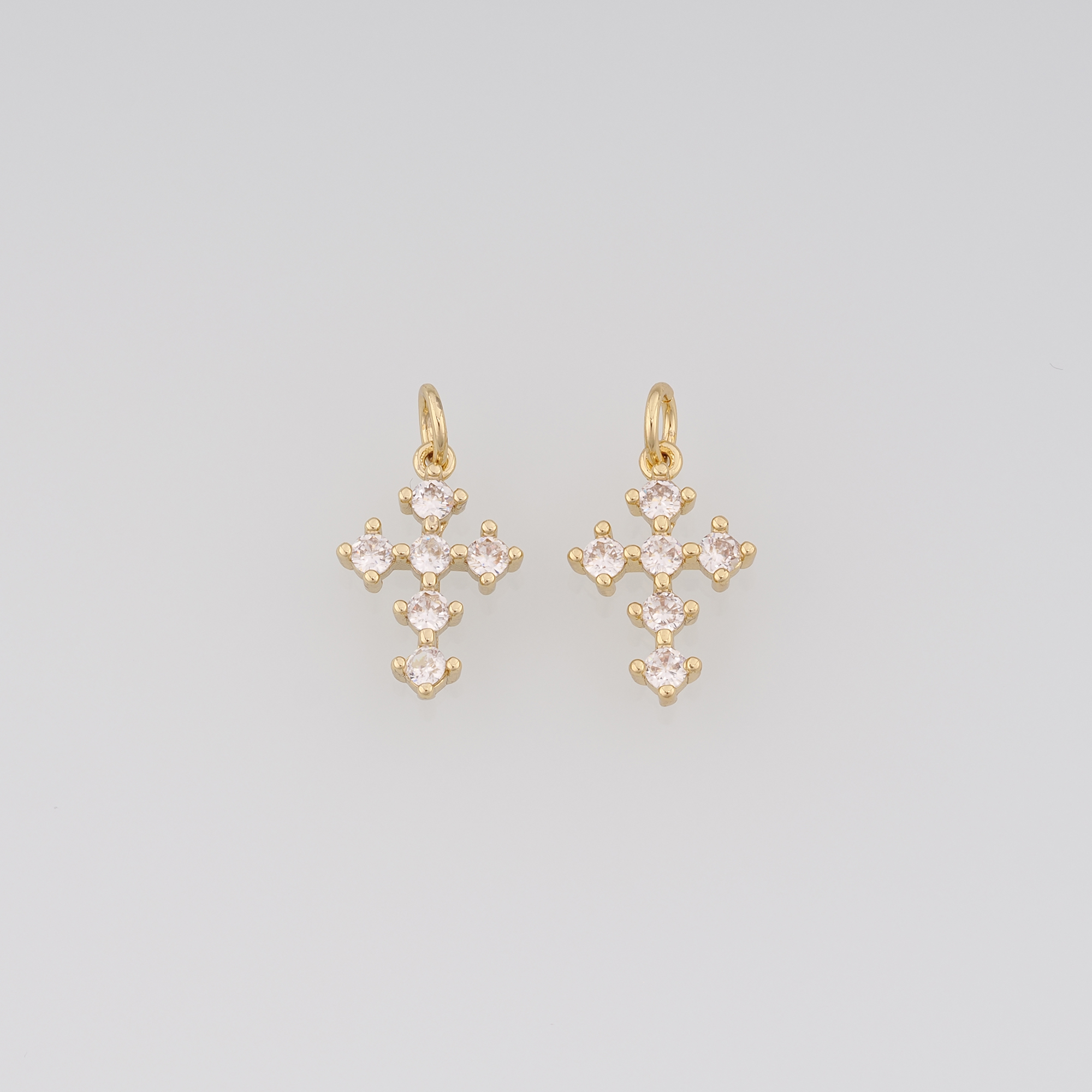 18K Gold Filled Cross Pendant,CZ Micro Pave Cross Charm Earrings Necklace for DIY Jewelry Making Supply