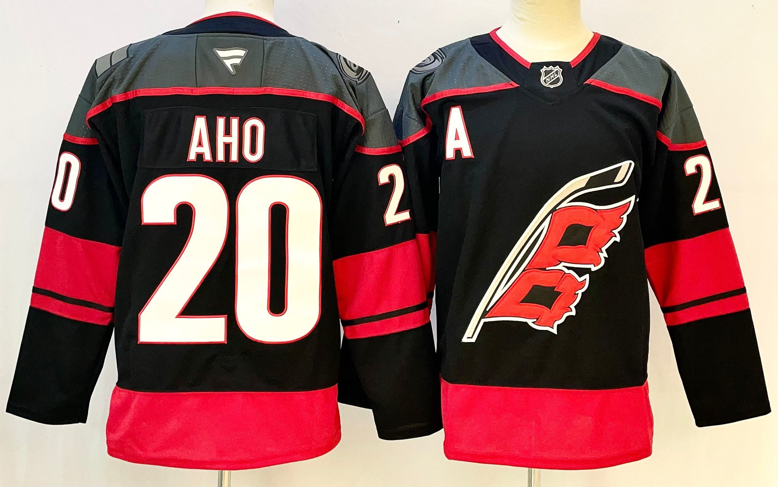 Men's Carolina Hurricanes Sebastian Aho #20 Fanatics Black Home Premium Jersey