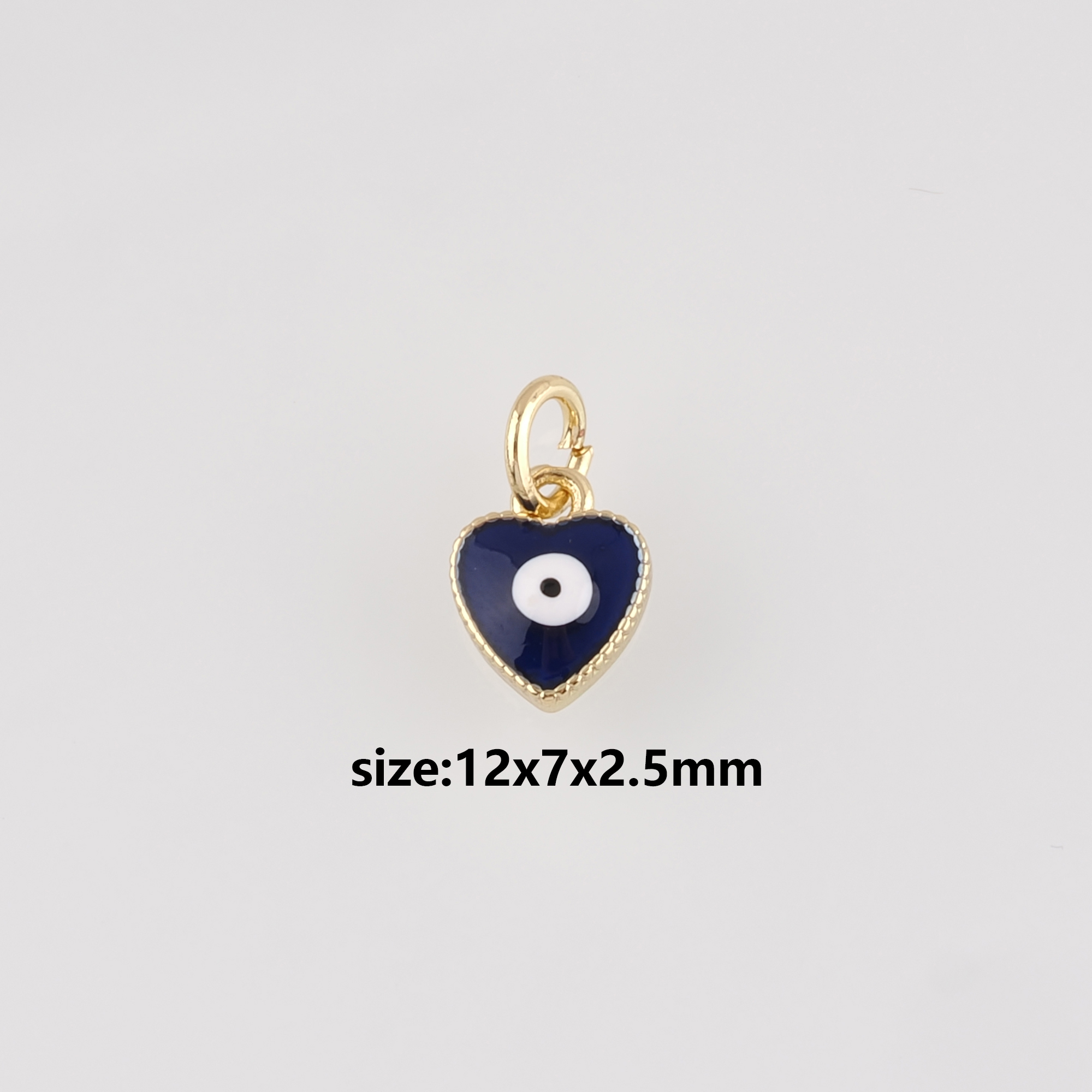 Enamel Heart Eye Pendant,18K Gold Filled Evil Eye Charm Earrings Necklace for DIY Jewelry Making Supply