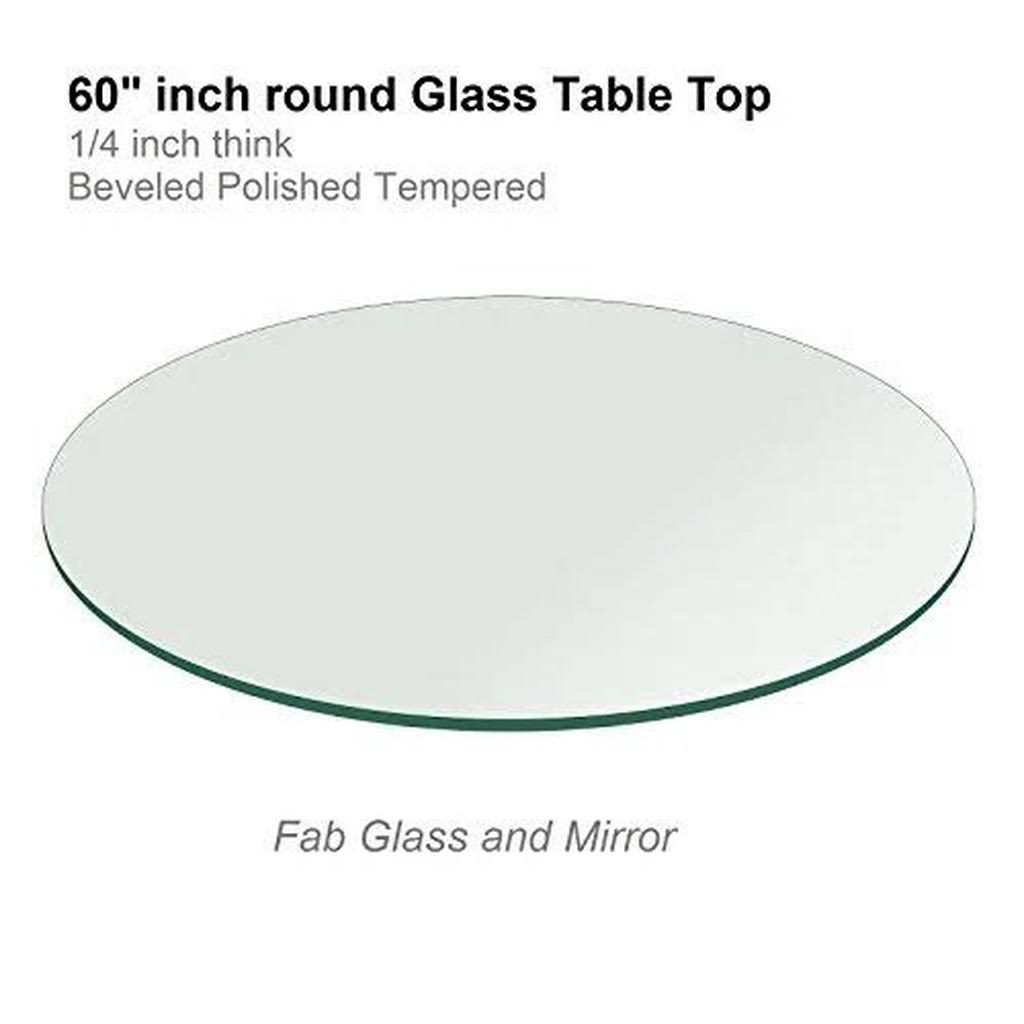 Glass Table Top: 60 inch Round 1/4 inch Thick Beveled Polish Tempered