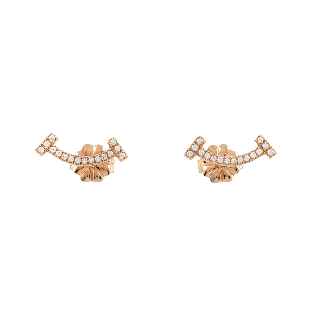 Tiffany & Co. Tiffany T Smile Earrings 18K Rose Gold Diamond 60150743