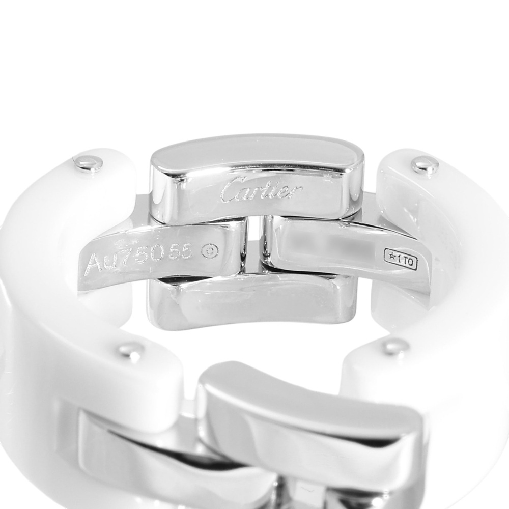 Cartier Mayon Pantale Ring 18K White Gold & Ceramic Diamond B4096400