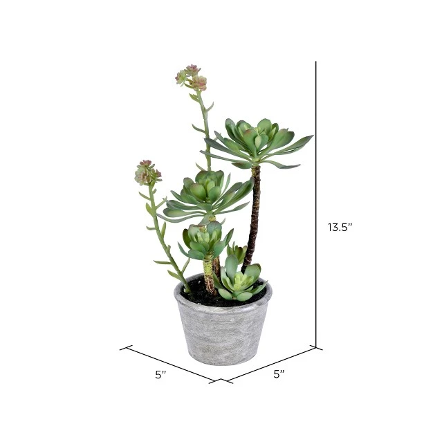Artificial Green Succulent, Paper Pot.