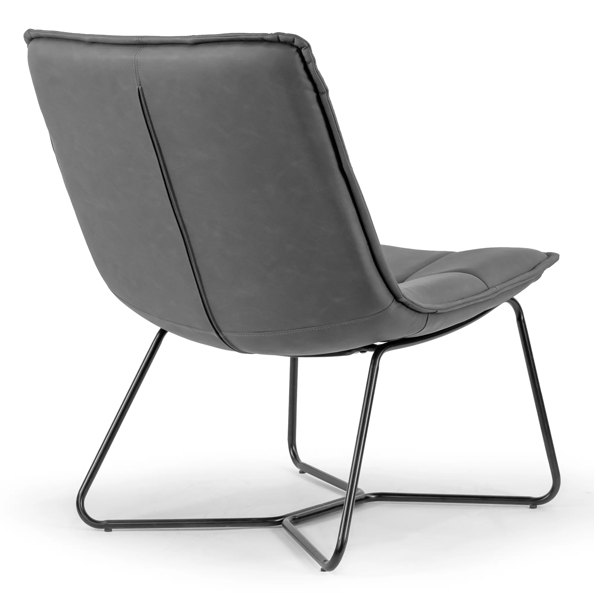 Glamour Home Aurele Faux Leather Armless Accent Chair in Gray/Black