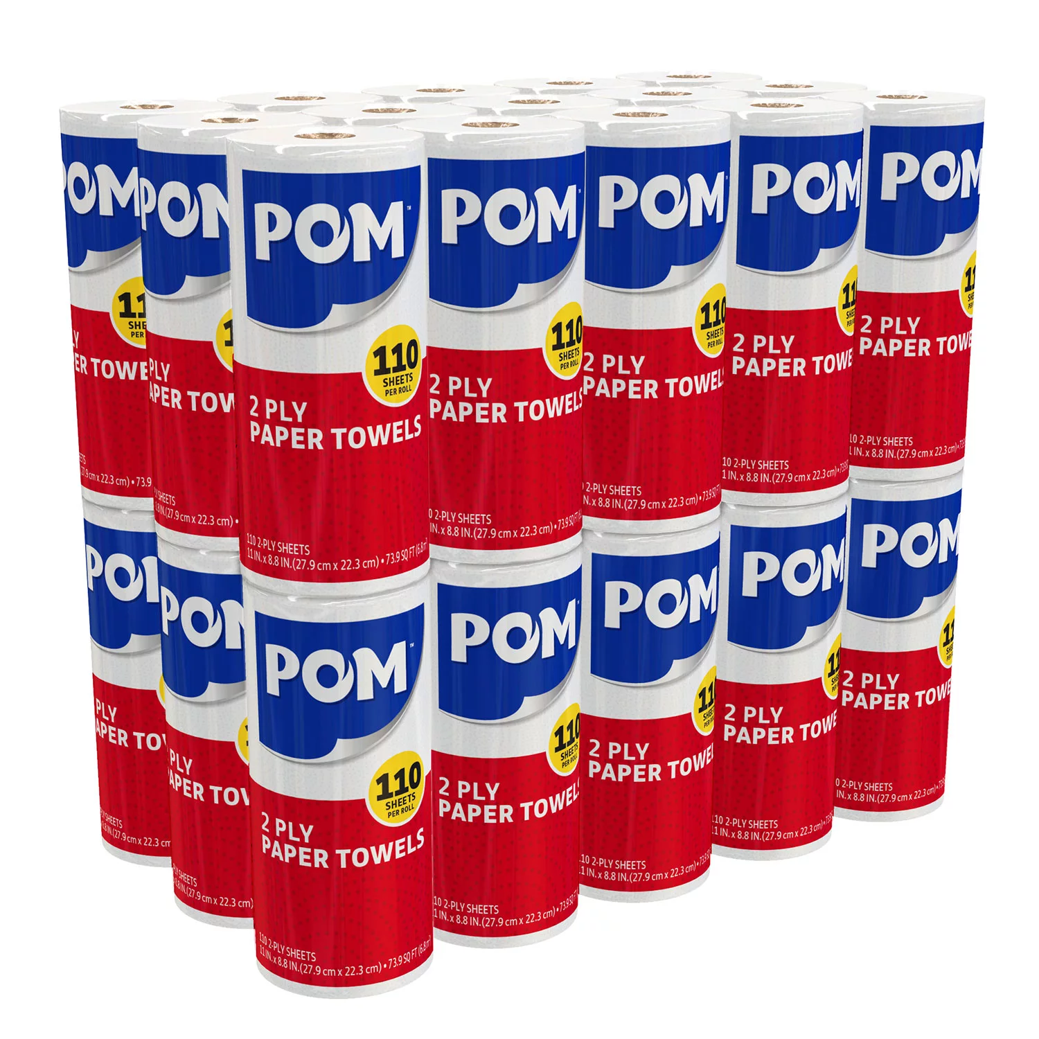 POM Individually Wrapped 2-Ply Paper Towels (110 sheets/roll, 30 rolls)