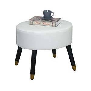 Mid-Century Modern Ottoman Stool White Faux Leather - Breighton Home