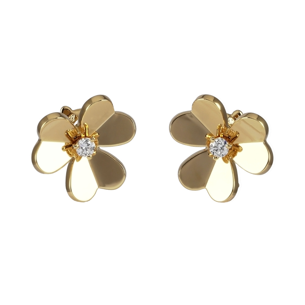 Van Cleef & Arpels Frivole Earrings 18K Yellow Gold Diamond VCARB65700