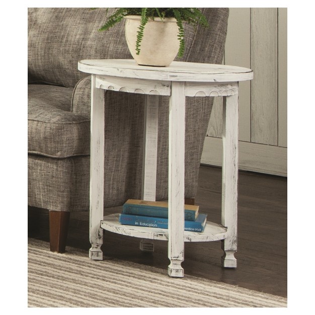 Country Cottage Round Wood End Table Antique Finish Alaterre Furniture