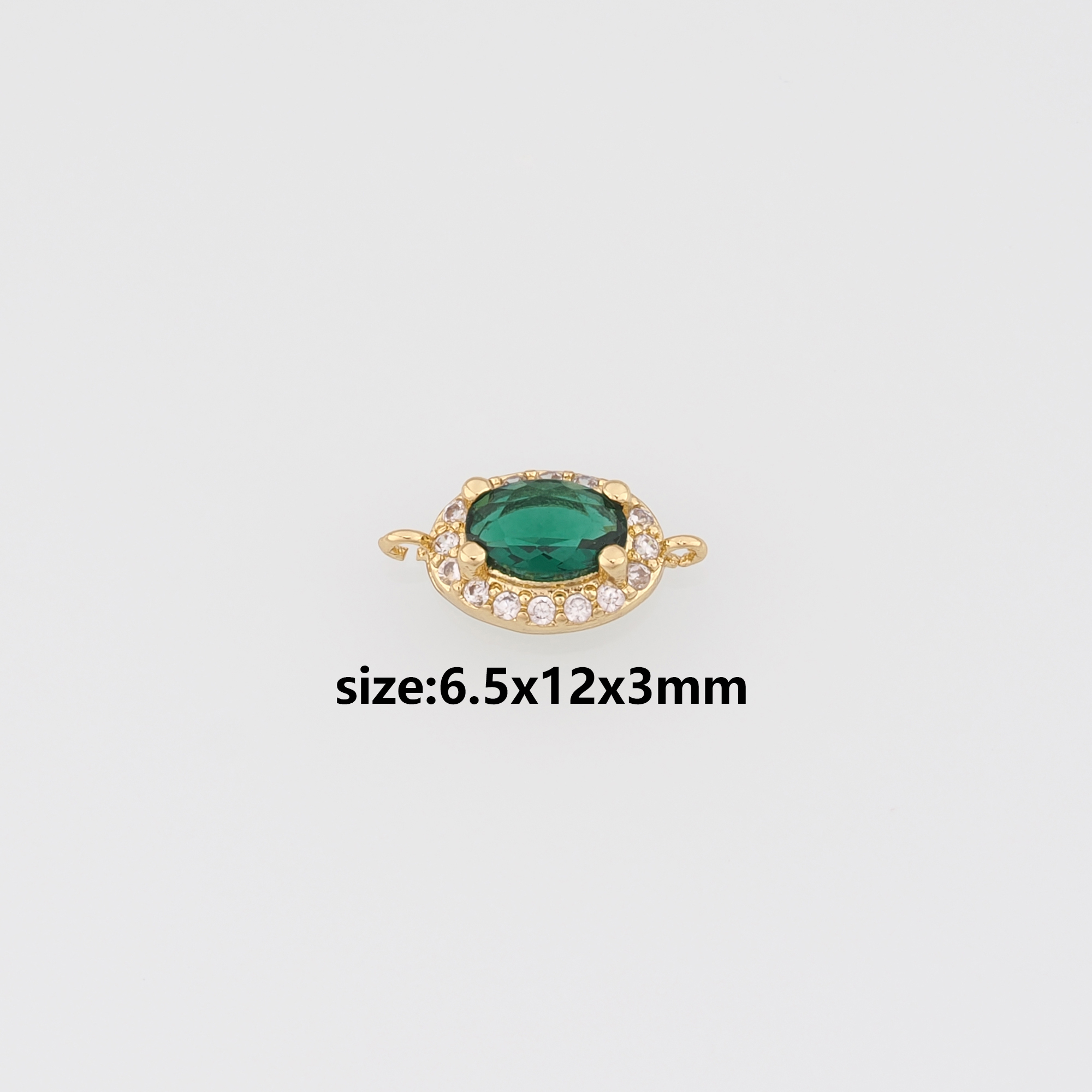 18K Gold Filled Oval Connector,CZ Micro Pave Oval Necklace Bracelet for DIY Jewelry Making Supply
