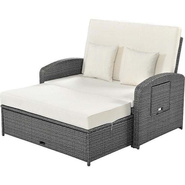 PE Wicker Rattan Reclining Sofa Chair