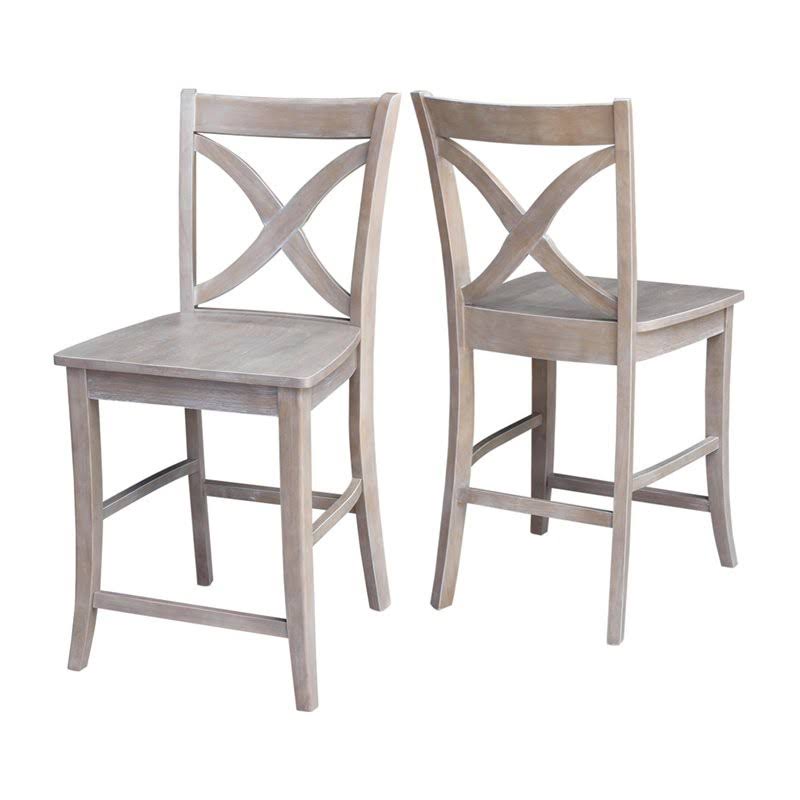 Pemberly Row Cosmo 24x22 Counter Stool in Weathered Gray