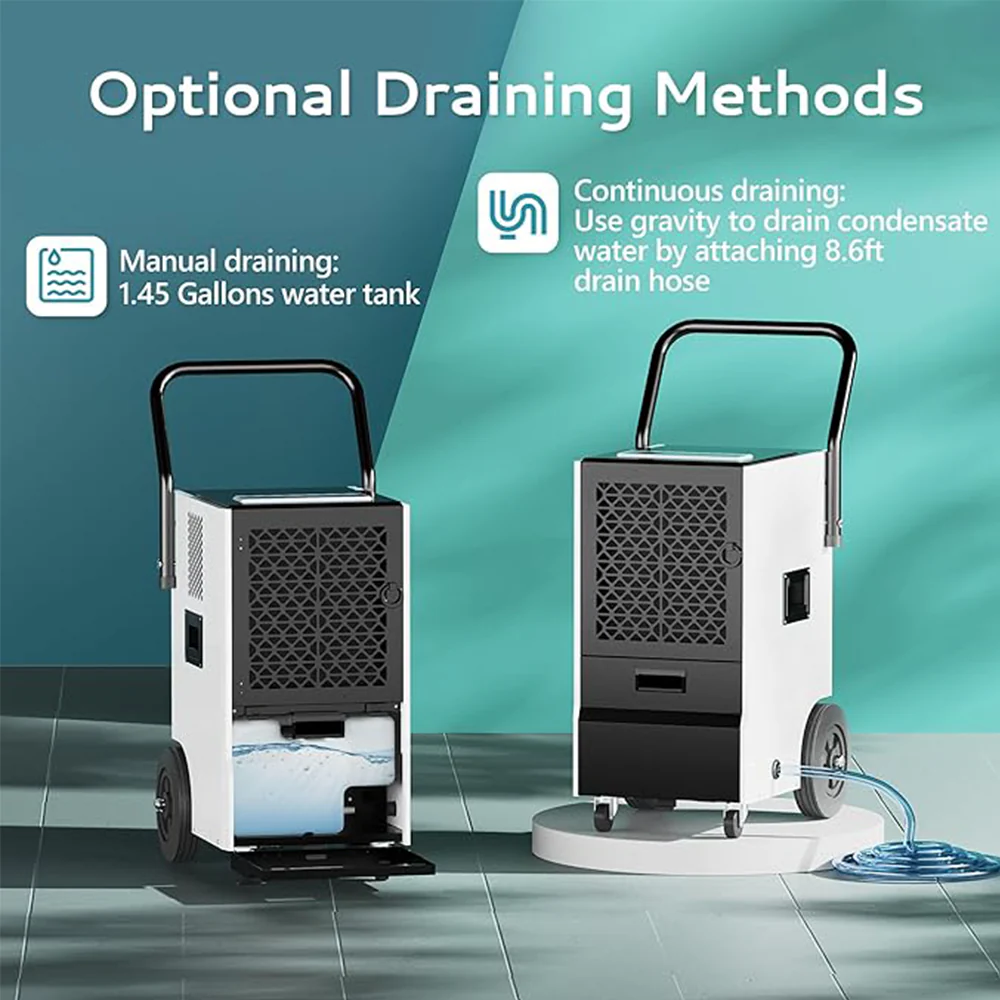 160 Pints Commercial Dehumidifier,Large Dehumidifier Timer and 4 Wheels,Industrial Dehumidifier for Flood Repairs,Drying Basement,Warehouse and Factory