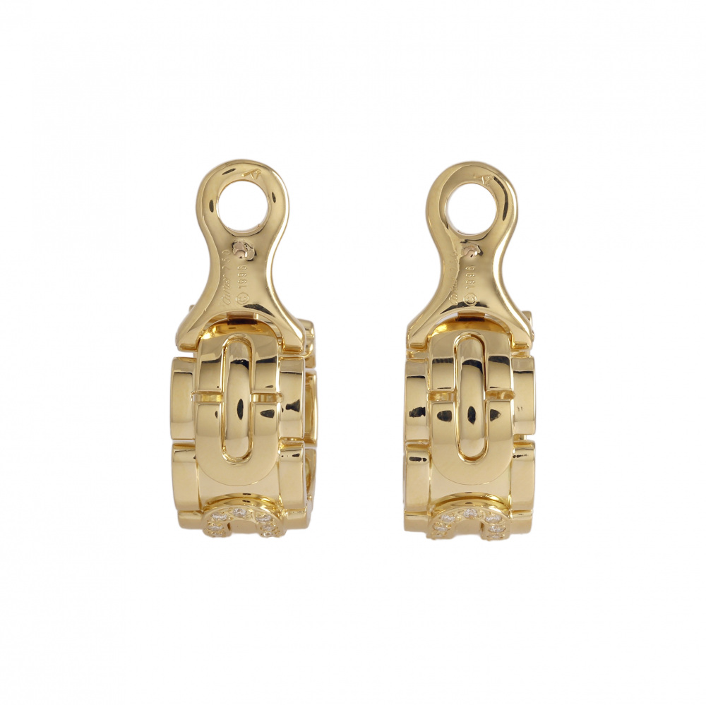 Cartier Panthère Art Deco Earrings 18K Yellow Gold Diamond