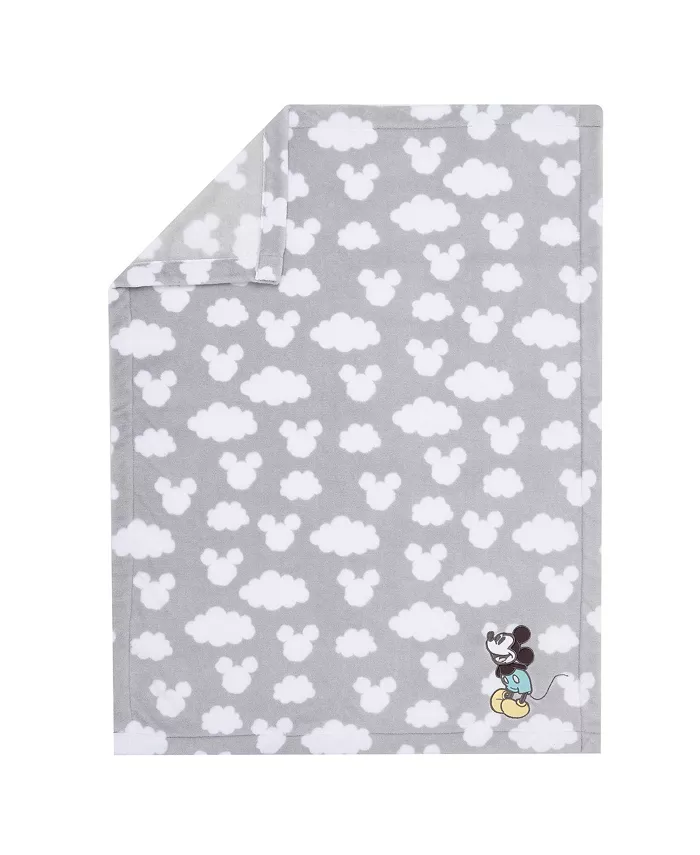 Lambs and Ivy Disney Baby Moonlight Mickey Mouse Gray Soft Fleece Baby Blanket