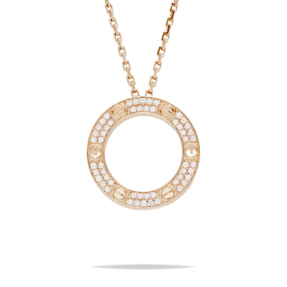 Cartier Love Pavé Setting Necklace 18K Rose Gold Diamond B7224527