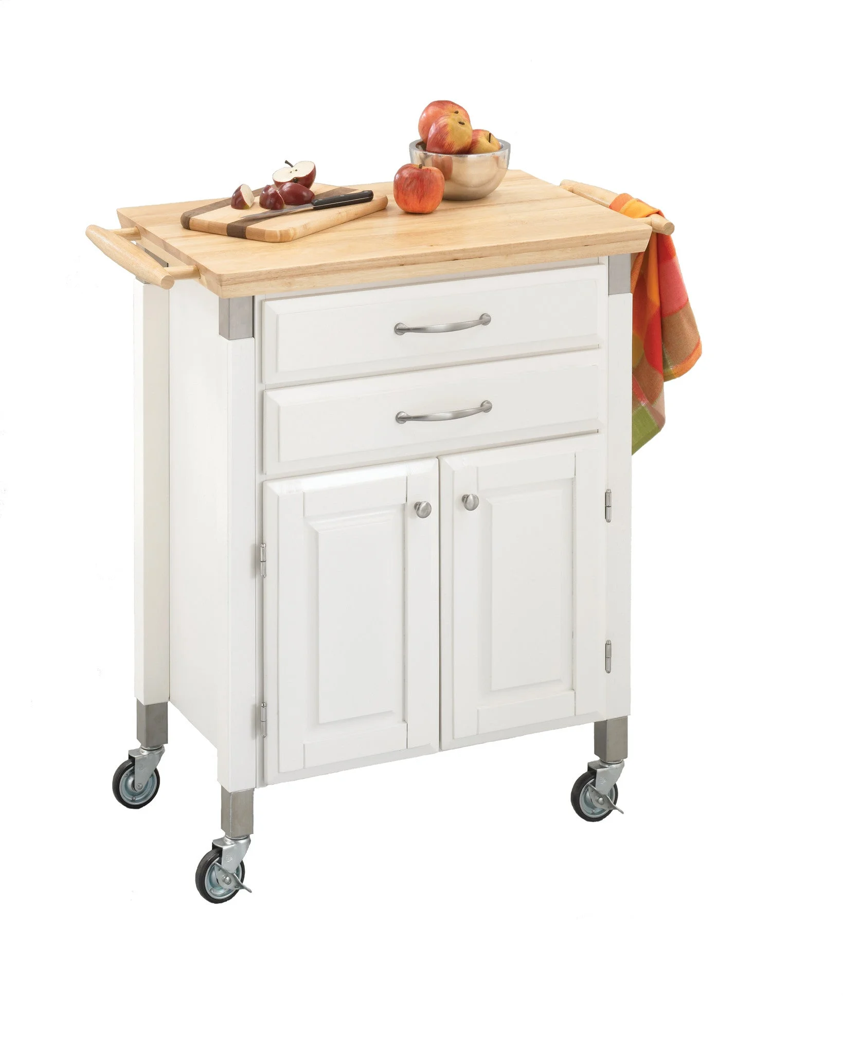 Homestyles Dolly Madison Wood Rolling Kitchen Cart in Off White