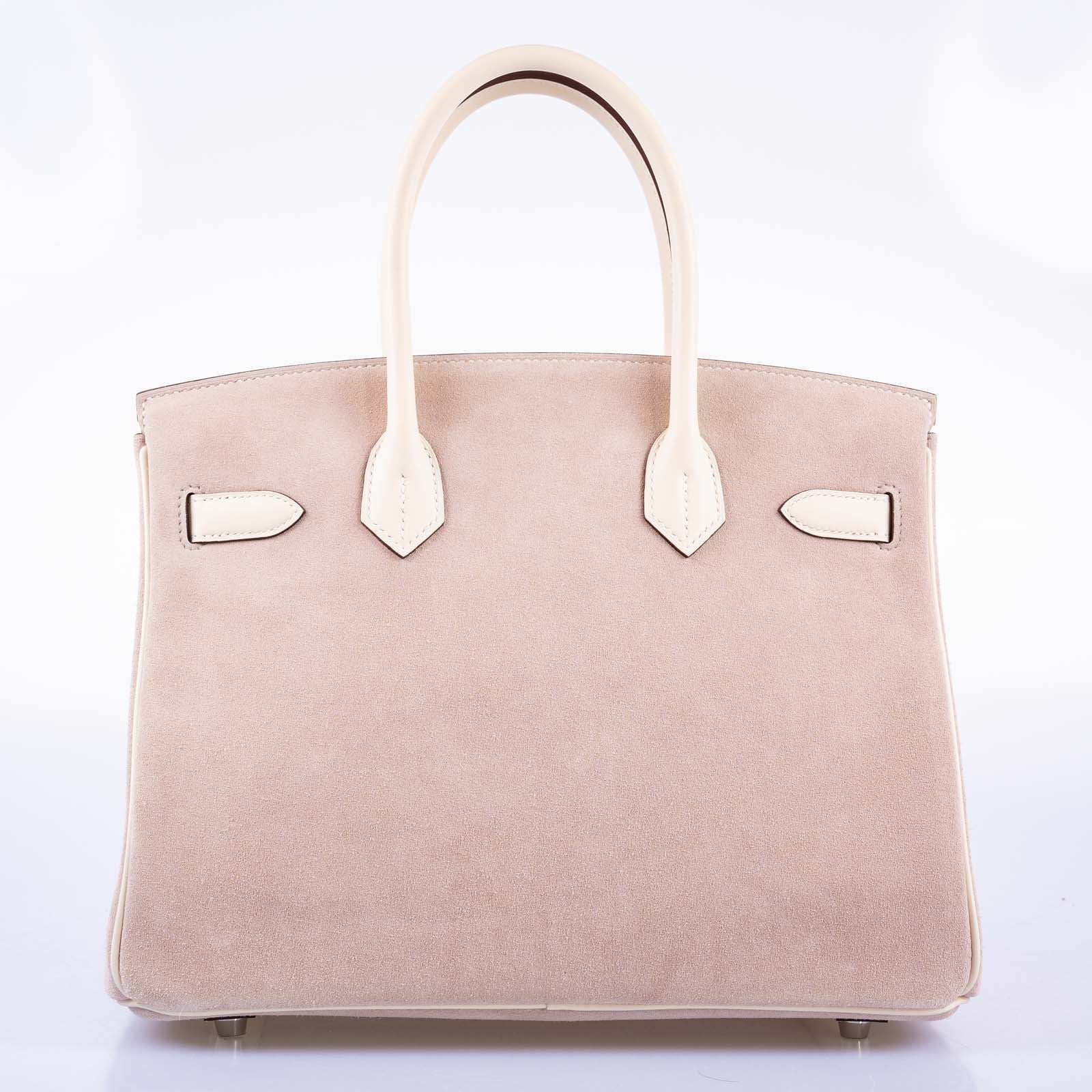 Hermès Birkin 30 Grizzly Glycine Veau Doblis Suede and Nata Swift Permabrass Hardware