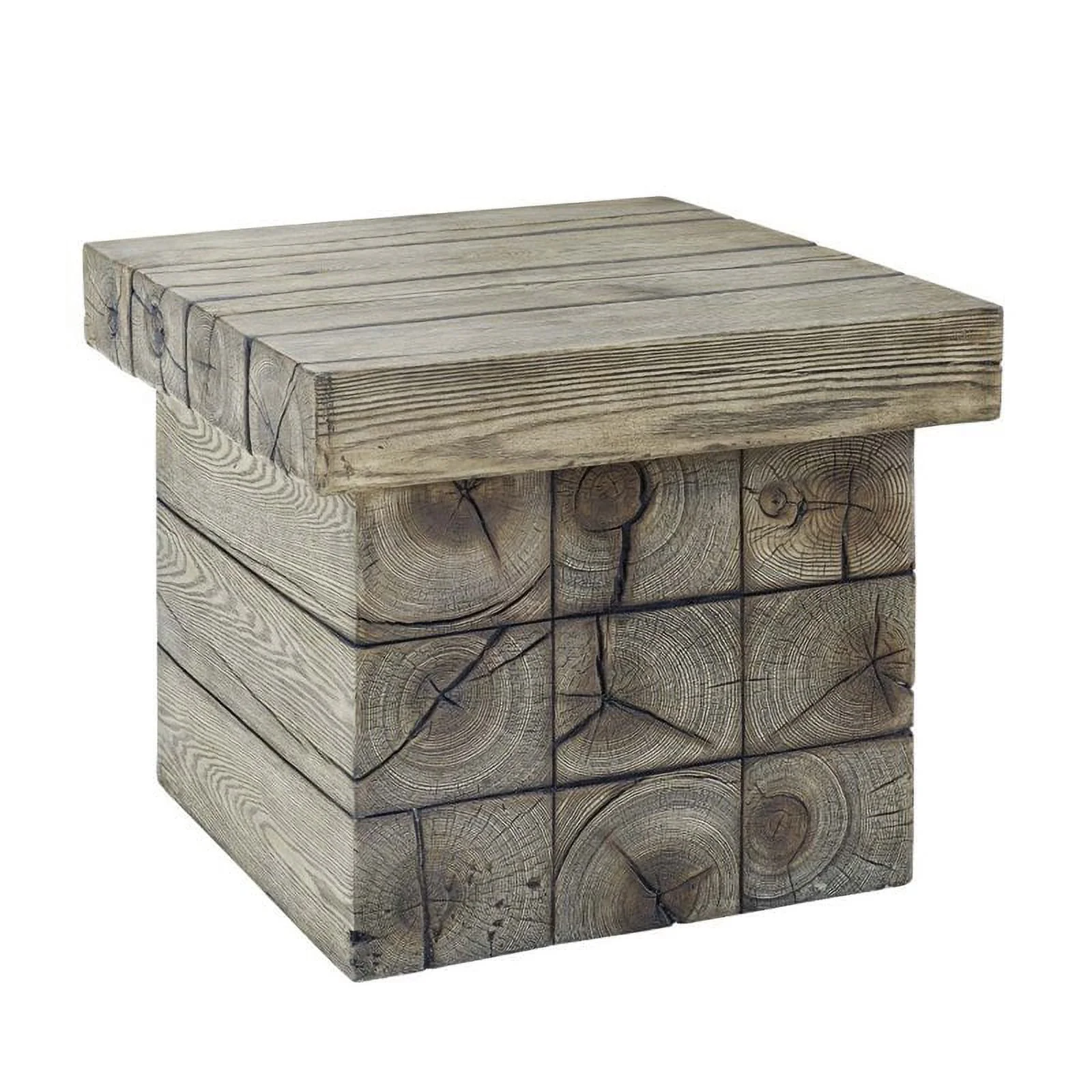 Home Square Rustic Coastal Outdoor Side Table in Light Gray - Set of 2