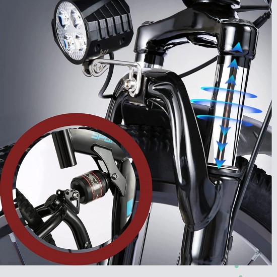 350W Folding E-Bike Adult Electric Mountain Bike 26 Inch Folding Electric Bicycle with Removable 36V/8 Ah Lithium-Ion Battery, Full-Suspension E-MTB, 21 Speed Gear