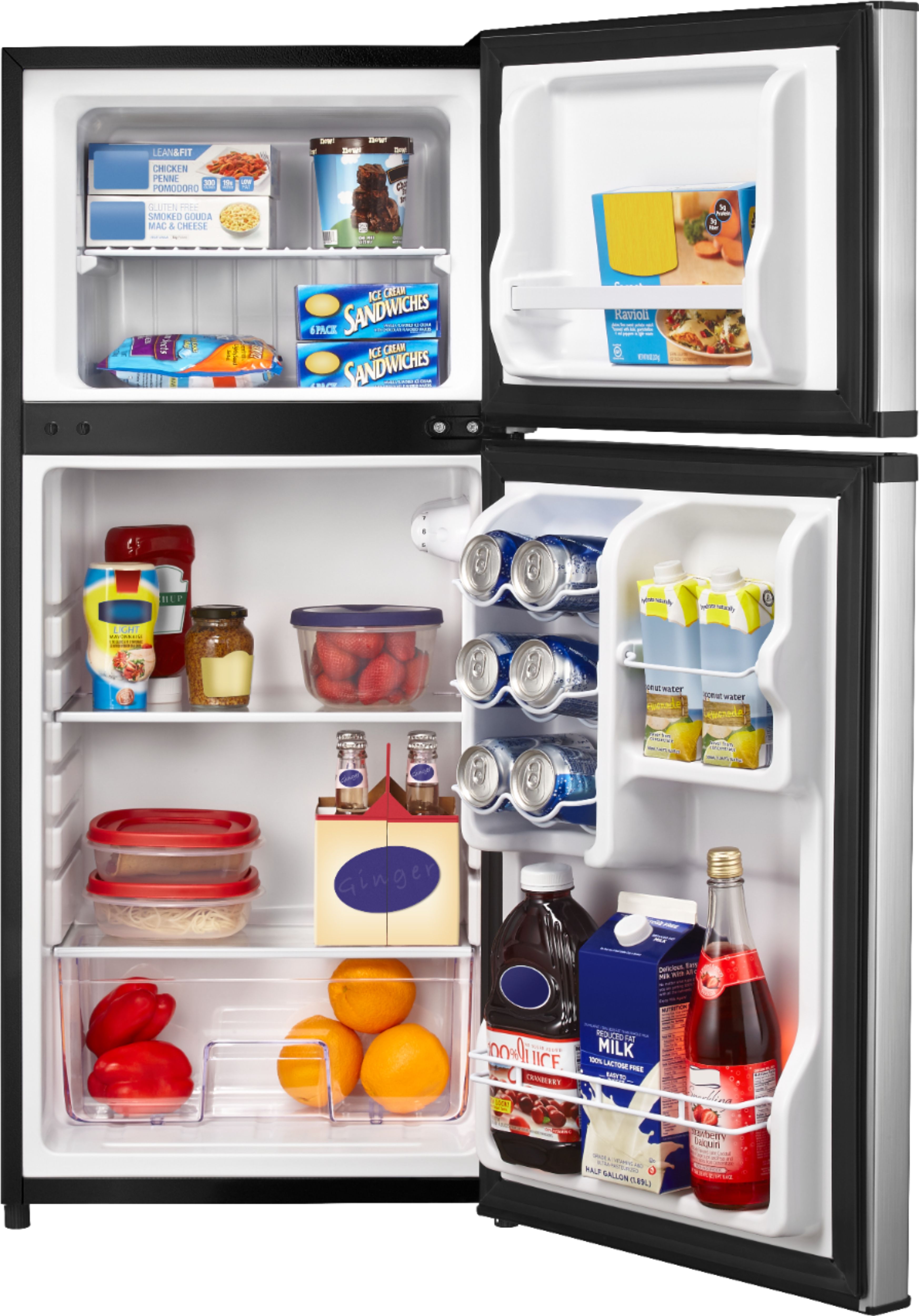 Insignia™ - 4.3 Cu. Ft. Mini Fridge with Top Freezer and ENERGY STAR Certification - Stainless Steel