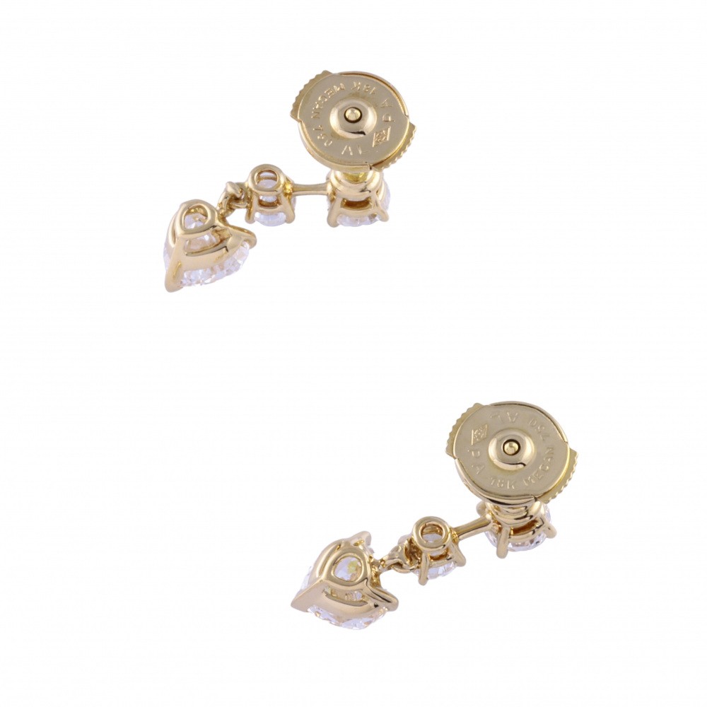 Cartier Heart Earrings K18YG Yellow Gold Earrings Diamond