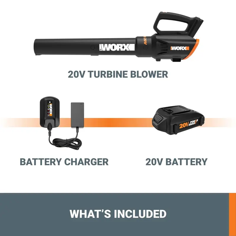 Worx WG520 Cordless Leaf Blower – 20V Dual-Speed Turbine Fan for Effortless Cleanup