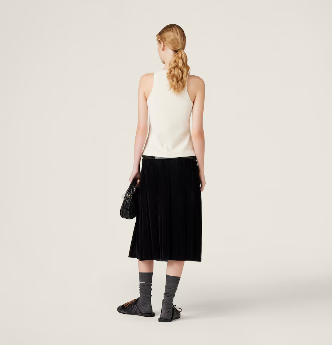 Miu Miu Ribbed jersey top with embroidered logo