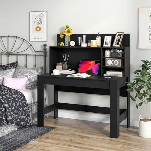 TJUNBOLIFE Computer Desk with Bookshelf 48