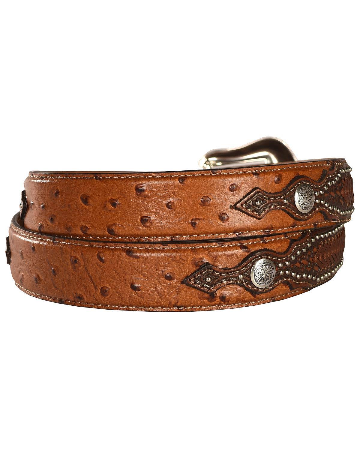 Nocona Western Belt Mens Leather Ostrich Overlay N2491808
