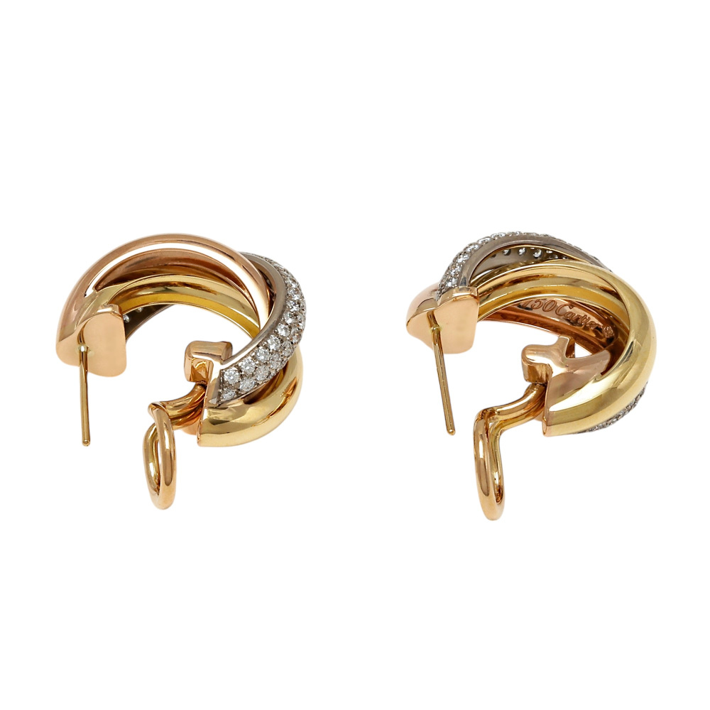 Cartier Trinity Earrings Tri-Gold B8031900