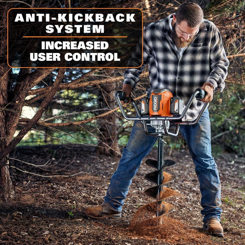 Ridgid 18-Volt Earth Auger with 8 in. Bit and (2) 4.0 Ah Batteries and Charger R01701K