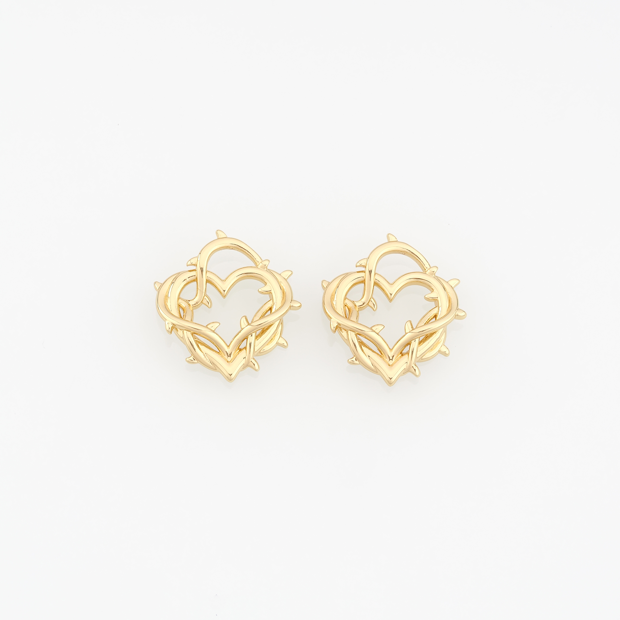 18K Gold Filled Heart Pendant,Dainty Heart Charm Earrings Necklace for DIY Jewelry Making Supply