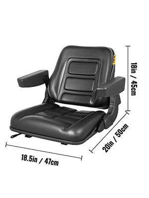 VEVOR Universal Forklift Seat Black PVC Tractor Seat, 6