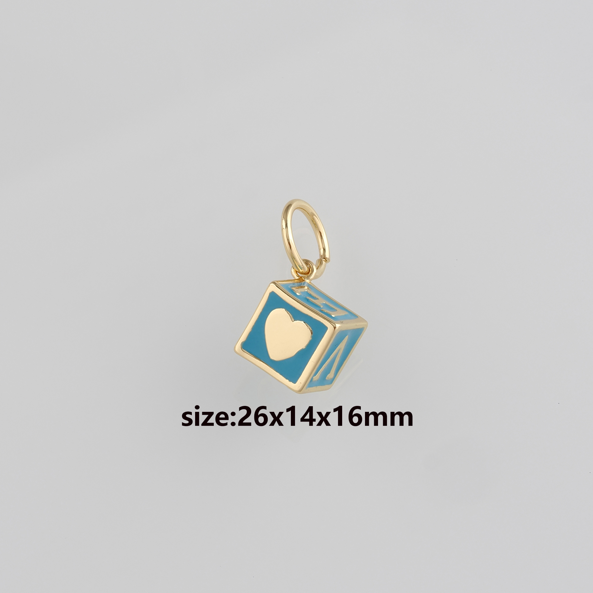 18K Gold Filled Love Pendant,Enamel Cube Love Charm Earrings Necklace for DIY Jewelry Making Supply